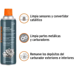 Limpiador de Carburador 470ml, Interno Externo Remueve Grasa Polvo Suciedad sin Dañar, KC-470 17111 Truper Truper-Limpiador de C