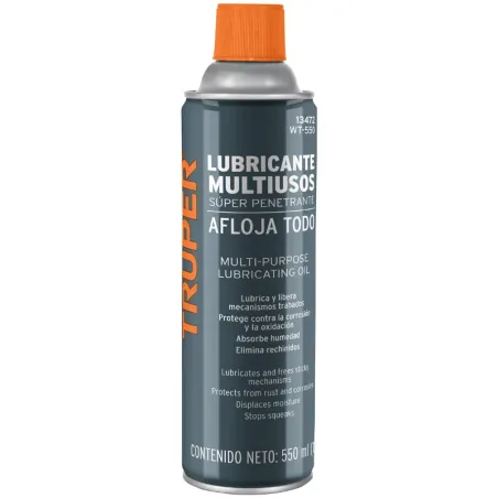Aceite Aflojatodo 550ml 17oz, Super Penetrante Protege y Limpia, WT-550 13472 Truper Truper-Aceite Aflojatodo 550ml 17oz, Super 