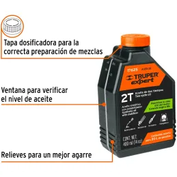 Aceite Sintetico 400ml 14oz Para 20L Gasolina motor 2 Tiempos Motos Desbrozadoras Motosierras, Truper ACES-20 17625 Truper-Aceit