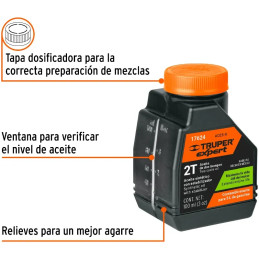 Aceite Sintetico 100ml 3oz Para 5L Gasolina motor 2 Tiempos Motos Desbrozadoras Motosierras, Truper ACES-5 17624 Truper-Aceite S