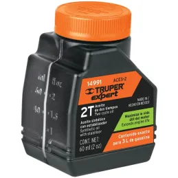 Aceite Sintetico 60ml 2oz Para 3L Gasolina motor 2 Tiempos Motos Desbrozadoras Motosierras, Truper ACES-2 14991 Truper-Aceite Si