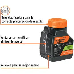 Aceite Sintetico 60ml 2oz Para 3L Gasolina motor 2 Tiempos Motos Desbrozadoras Motosierras, Truper ACES-2 14991 Truper-Aceite Si
