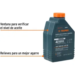 Aceite Semi Sintetico 0.5L SAE 10W-30 Para motor 4 Tiempos Generadores Motos Cuatrimotos, ACT-4T-16 14928 Truper Truper-Aceite S