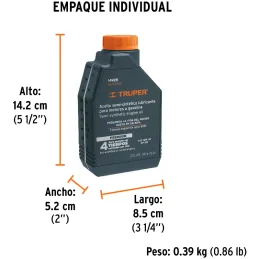 Aceite Semi Sintetico 0.5L SAE 10W-30 Para motor 4 Tiempos Generadores Motos Cuatrimotos, ACT-4T-16 14928 Truper Truper-Aceite S