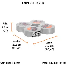 Cintas Ducte Tape 48mm x50m Resistente a Temperaturas Truper 12588 Truper-Cintas Ducte Tape 48mm x50m Resistente a Temperaturas 