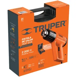 Pistola de Calor Profesional 1800W 11000 - 17000RPM Temperatura Variable 45 a 500 Grados, PISCA-A-2 15734 Truper Truper-Pistola 
