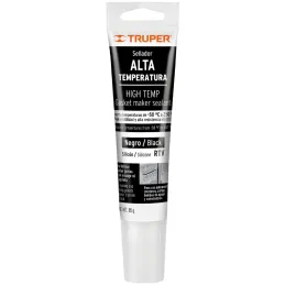Silicona Alta Temperatura 85g Negro, Vulcaniza a temperatura ambiente resiste max 250 grados Centigrados, ALTER-N 17567 Truper T