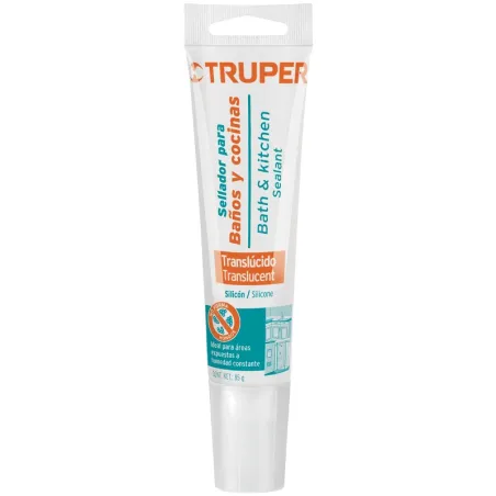 Silicona para Baños y cocinas 85ml Traslucido, Sellado duradero para superficies lisas, SIL-85BCT 18567 Truper Truper-Silicona p