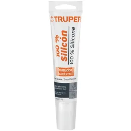Silicona al 100%, 85ml Traslucido, Interior y exterior, para vidrios aluminio ceramica etc, SIL-85T 17562 Truper Truper-Silicona