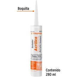 Siliconas Acrilicas 280ml Blanco, para superficie lisas y porosas, madera concreto aluminio, SACRI-100B 18570 Truper Truper-Sili