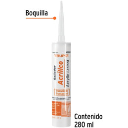 Siliconas Acrilicas 280ml Traslucido, para superficie lisas y porosas, madera concreto aluminio, SACRI-100T 18569 Truper Truper-