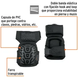 Rodillera Profesional Forro Transpirable Cubierta PVC, Ajuste con banda elastica, ROD-X 12952 Truper Truper-Rodillera Profesiona