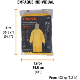 Capotines 100% PVC Talla CH, Espesor 0.35mm, resorte interno en muñecas, IMPER-S 14413 Truper Truper-Capotines 100% PVC Talla CH