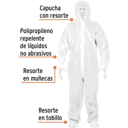 Overoles Desechables Talla XL, en Polipropileno repelente de Liquidos, OVERD-XL 14422 Truper Truper-Overoles Desechables Talla X
