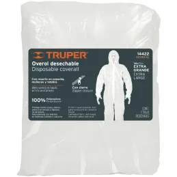 Overoles Desechables Talla XL, en Polipropileno repelente de Liquidos, OVERD-XL 14422 Truper Truper-Overoles Desechables Talla X