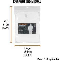 Overoles Desechables Talla CH, en Polipropileno repelente de Liquidos, OVERD-S 13982 Truper Truper-Overoles Desechables Talla CH