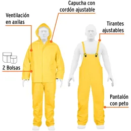 Conjunto Impermeable 2 Piezas 100% PVC espesor 0.35mm, Talla XG, No propaga la llama, TRA-PRO-XL 14420 Truper Truper-Conjunto Im