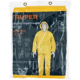 Conjunto Impermeable 2 Piezas 100% PVC espesor 0.35mm, Talla G, No propaga la llama, TRA-PRO-L 14419 Truper Truper-Conjunto Impe