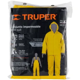 Conjunto Impermeable 2 Piezas 100% PVC espesor 0.35mm, Talla M, No propaga la llama, TRA-PRO-M 14418 Truper Truper-Conjunto Impe
