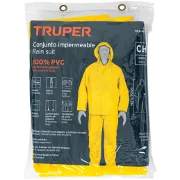 Conjunto Impermeable 2 Piezas 100% PVC espesor 0.35mm, Talla CH, No propaga la llama, TRA-PRO-S 14417 Truper Truper-Conjunto Imp