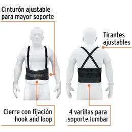 Faja con Tirantes y Cinturon ajustable Talla G 38-44, cierre con velcro, FAJA-LX 14217 Truper Truper-Faja con Tirantes y Cinturo