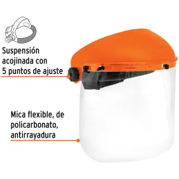 Mascara para Esmerilar y Refacciones, Mica Policarbonato antirayadura, Abatimiento 90 grados, PF-500 14221 Truper Truper-Mascara