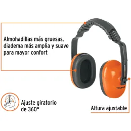 Protector Auditivo con Orejera Ajustable, con almohadilla para mayor confort, Reduccion de Ruido 18db, OAJ 14257 Truper Truper-P