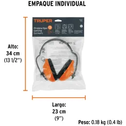 Protector Auditivo con Orejera Ajustable, con almohadilla para mayor confort, Reduccion de Ruido 18db, OAJ 14257 Truper Truper-P