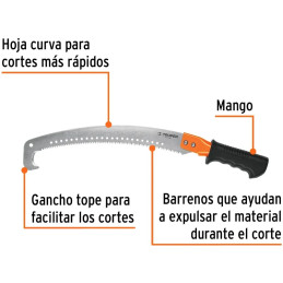 Serrucho de Poda con Gancho 16" DPP5, Mango con Grip, STP-16X 18179 Truper Truper-Serrucho de Poda con Gancho 16" DPP5, Mango co