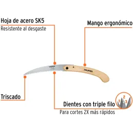 Serrucho de Poda Plegable 12" DPP6, Mango ergonomico de madera, STP-12PL 18178 Truper Truper-Serrucho de Poda Plegable 12" DPP6,