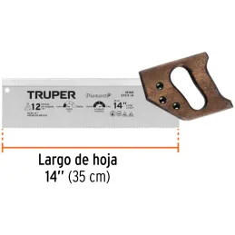 Serrucho Diamante de Costilla 14" Espesor 0.8mm DPP9, en acero alto carbono templado, STCX-14 18166 Truper Truper-Serrucho Diama