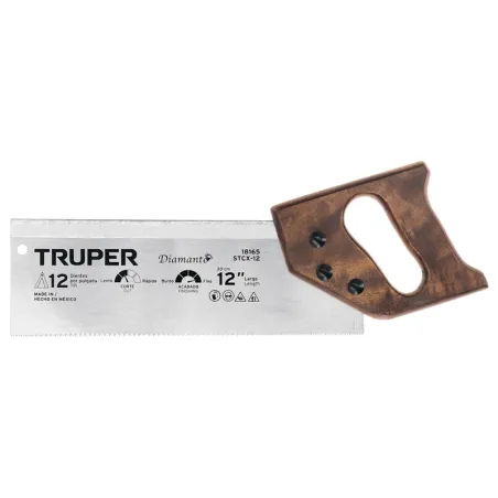Serrucho Diamante de Costilla 12" Espesor 0.8mm DPP9, en acero alto carbono templado, STCX-12 18165 Truper Truper-Serrucho Diama
