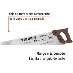 Serrucho Dorado 24" Espesor 0.8mm, DPP 7 en acero alto carbono templado, STD-24 18170 Truper Truper-Serrucho Dorado 24" Espesor 