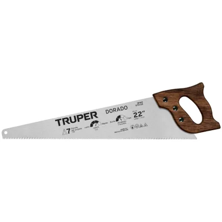 Serrucho Dorado 22" Espesor 0.8mm, DPP 7 en acero alto carbono templado, STD-22 18169 Truper Truper-Serrucho Dorado 22" Espesor 
