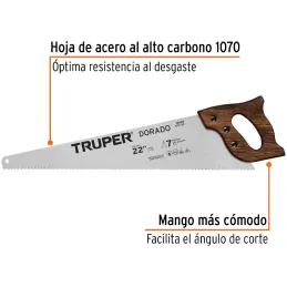 Serrucho Dorado 22" Espesor 0.8mm, DPP 7 en acero alto carbono templado, STD-22 18169 Truper Truper-Serrucho Dorado 22" Espesor 