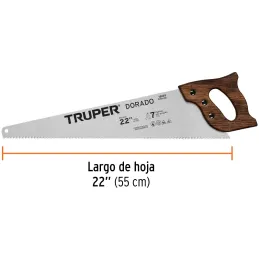 Serrucho Dorado 22" Espesor 0.8mm, DPP 7 en acero alto carbono templado, STD-22 18169 Truper Truper-Serrucho Dorado 22" Espesor 