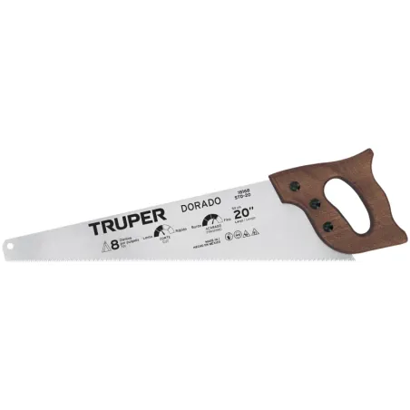 Serrucho Dorado 20" Espesor 0.8mm, DPP 7 en acero alto carbono templado, STD-20 18168 Truper Truper-Serrucho Dorado 20" Espesor 