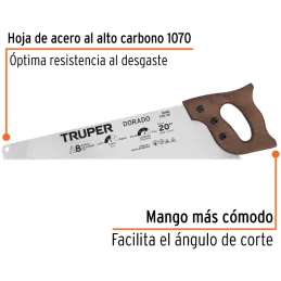 Serrucho Dorado 20" Espesor 0.8mm, DPP 7 en acero alto carbono templado, STD-20 18168 Truper Truper-Serrucho Dorado 20" Espesor 