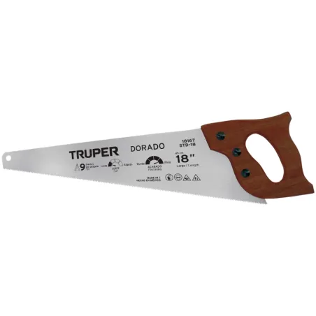 Serrucho Dorado 18" Espesor 0.8mm, DPP 9 en acero alto carbono templado, STD-18 18167 Truper Truper-Serrucho Dorado 18" Espesor 