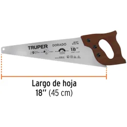 Serrucho Dorado 18" Espesor 0.8mm, DPP 9 en acero alto carbono templado, STD-18 18167 Truper Truper-Serrucho Dorado 18" Espesor 