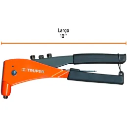 Remachadora Profesional 4 Boquillas intercambiable 3/32 1/8 5/32 3/16" Largo 10" incluye llave y Remache, RE-9X 17961 Truper Tru