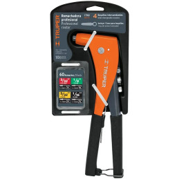 Remachadora Profesional 4 Boquillas intercambiable 3/32 1/8 5/32 3/16" Largo 10" incluye llave, RE-9 17960 Truper Truper-Remacha