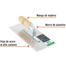 Plancha de Empastar Dentada 11 x 5 Pulgadas, Uso Profesional, 6 Remaches Mango de Madera, LLM-6C 15410 Truper Truper-Plancha de 