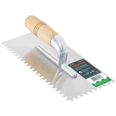 Plancha de Empastar Dentada 11 x 5 Pulgadas, Uso Profesional, 6 Remaches Mango de Madera, LLM-6C 15410 Truper Truper-Plancha de 