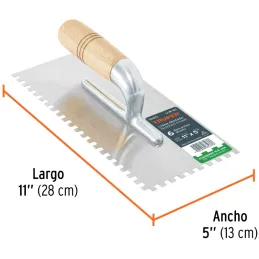 Plancha de Empastar Dentada 11 x 5 Pulgadas, Uso Profesional, 6 Remaches Mango de Madera, LLM-6C 15410 Truper Truper-Plancha de 