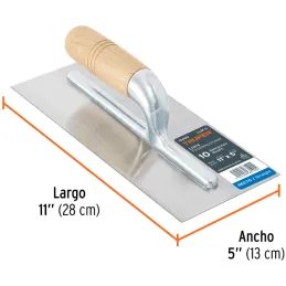 Plancha de Empastar Lisas 11 x 5 Pulgadas, Uso Profesional, 10 Remaches Mango de Madera, LLM-11 15400 Truper Truper-Plancha de E