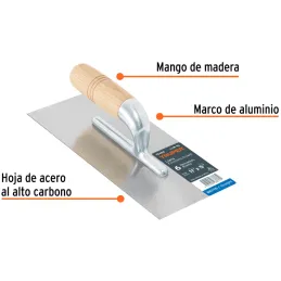 Plancha de Empastar Lisas 11 x 5 Pulgadas, Uso Profesional, 6 Remaches Mango de Madera, LLM-6L 15406 Truper Truper-Plancha de Em