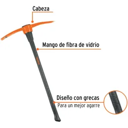 Pico Peruano 5lb o 2.26kg, en acero alto Carbono, Mango 36" Fibra de Vidrio, ZP-5AFX 10636 Truper Truper-Pico Peruano 5lb o 2.26