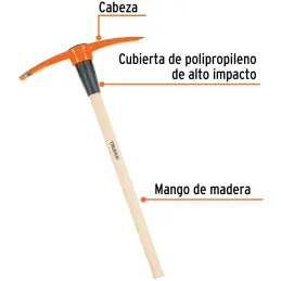 Pico Peruano 5lb o 2.26kg, en acero al Carbono, Mango 36" cubierto de polipropileno, ZP-5AMX 10635 Truper Truper-Pico Peruano 5l