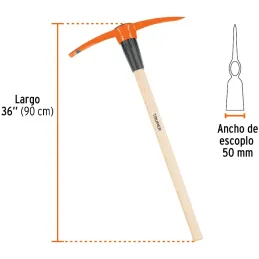 Pico Peruano 5lb o 2.26kg, en acero al Carbono, Mango 36" cubierto de polipropileno, ZP-5AMX 10635 Truper Truper-Pico Peruano 5l